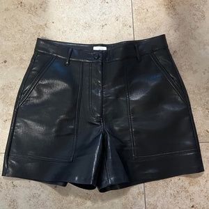 Vegan Leather Black Shorts